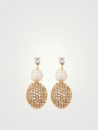 Pearl Drop Earrings With Crystals