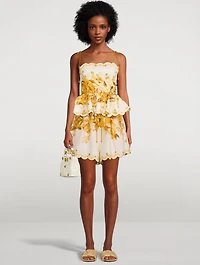 Aliane Linen Peplum Scallop Top