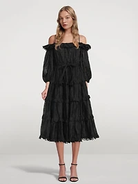Mae Dot Off-The-Shoulder Midi Dress