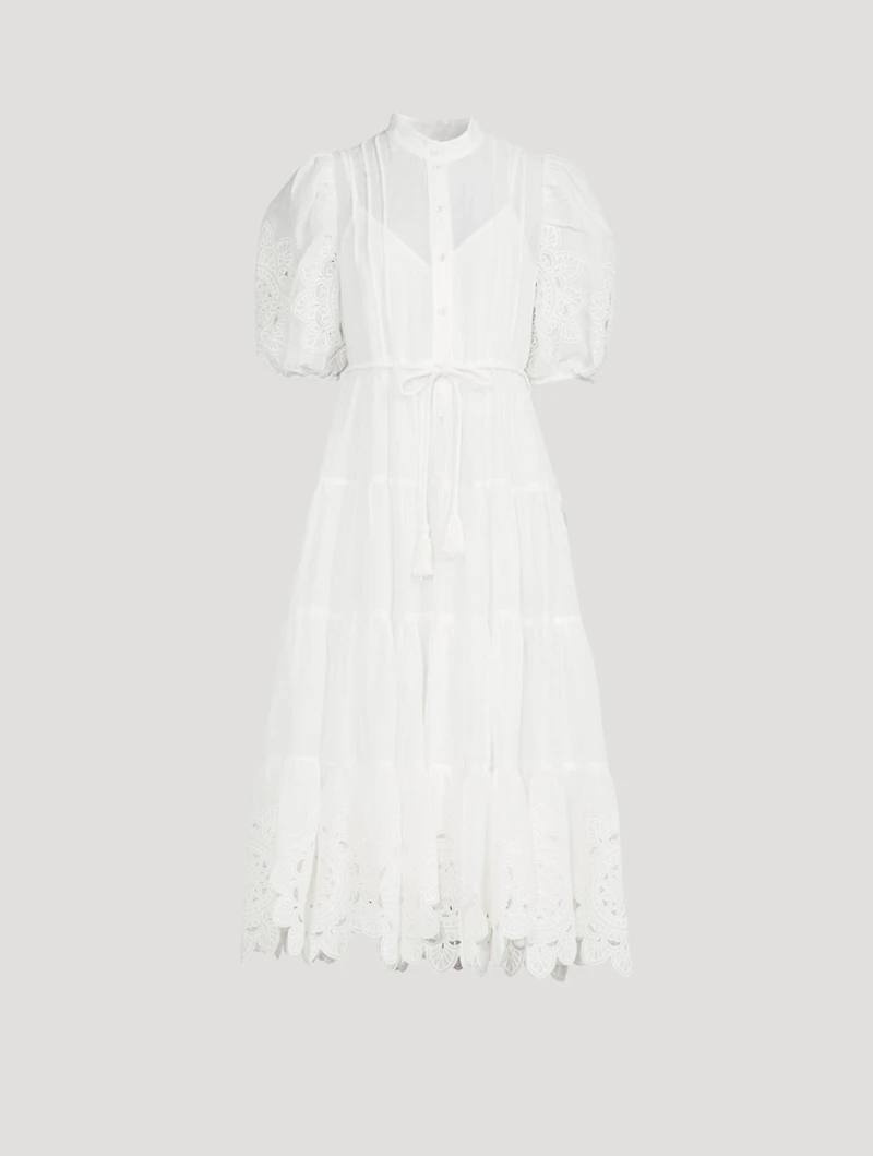Teddy Scallop Frill Midi Dress