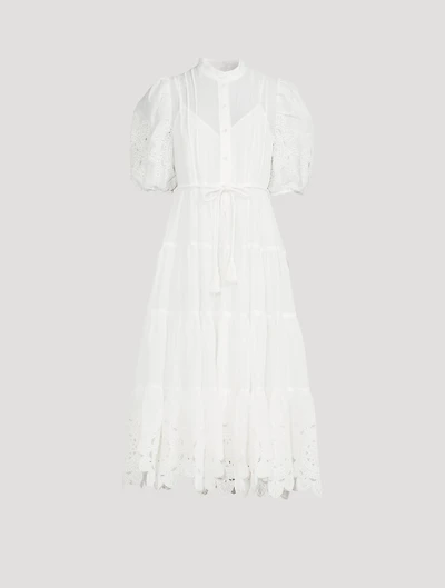 Teddy Scallop Frill Midi Dress