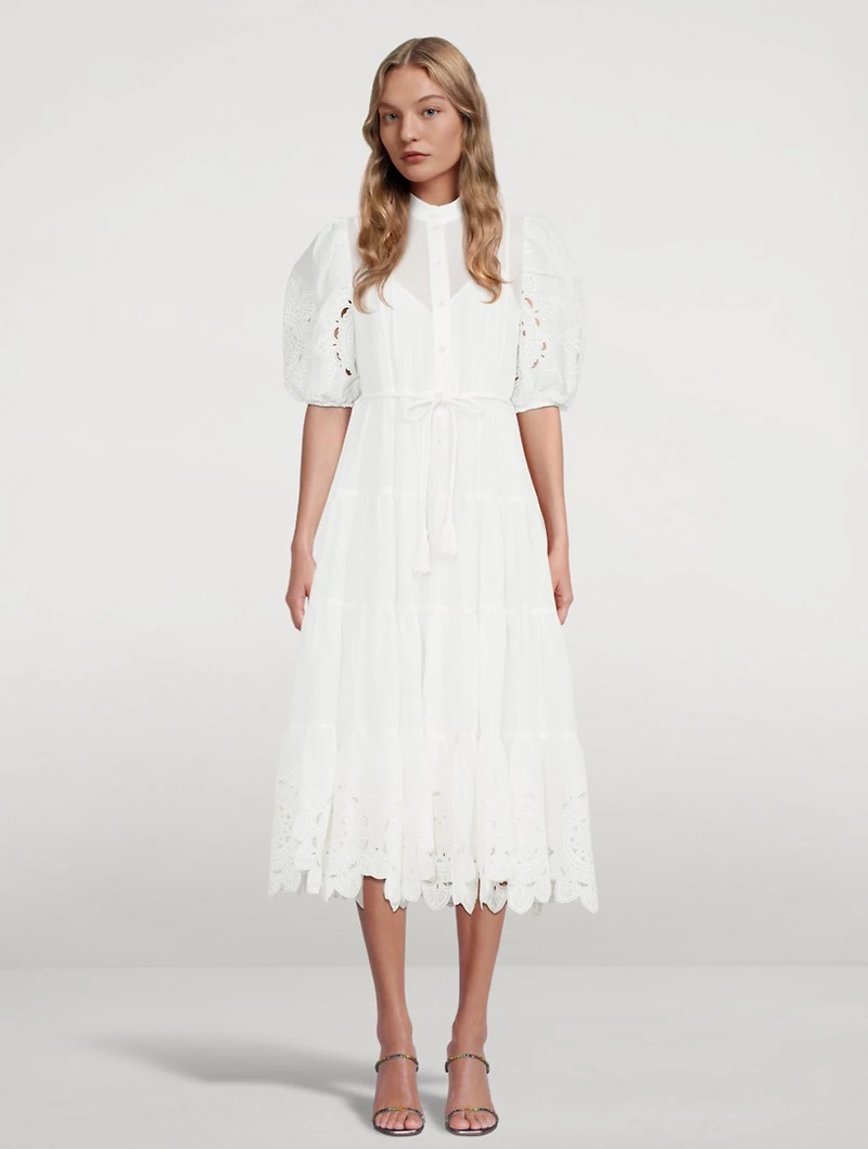 Teddy Scallop Frill Midi Dress