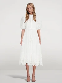 Teddy Scallop Frill Midi Dress