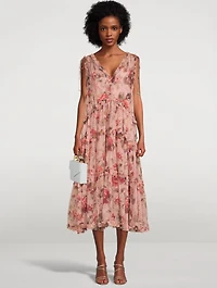 Cassia Silk Frill Midi Dress