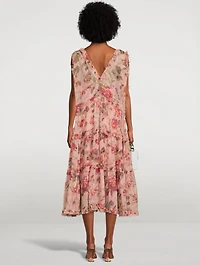 Cassia Silk Frill Midi Dress