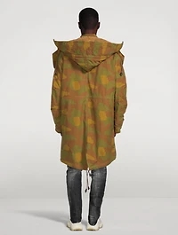 Hooded Parka Coat Camo Print