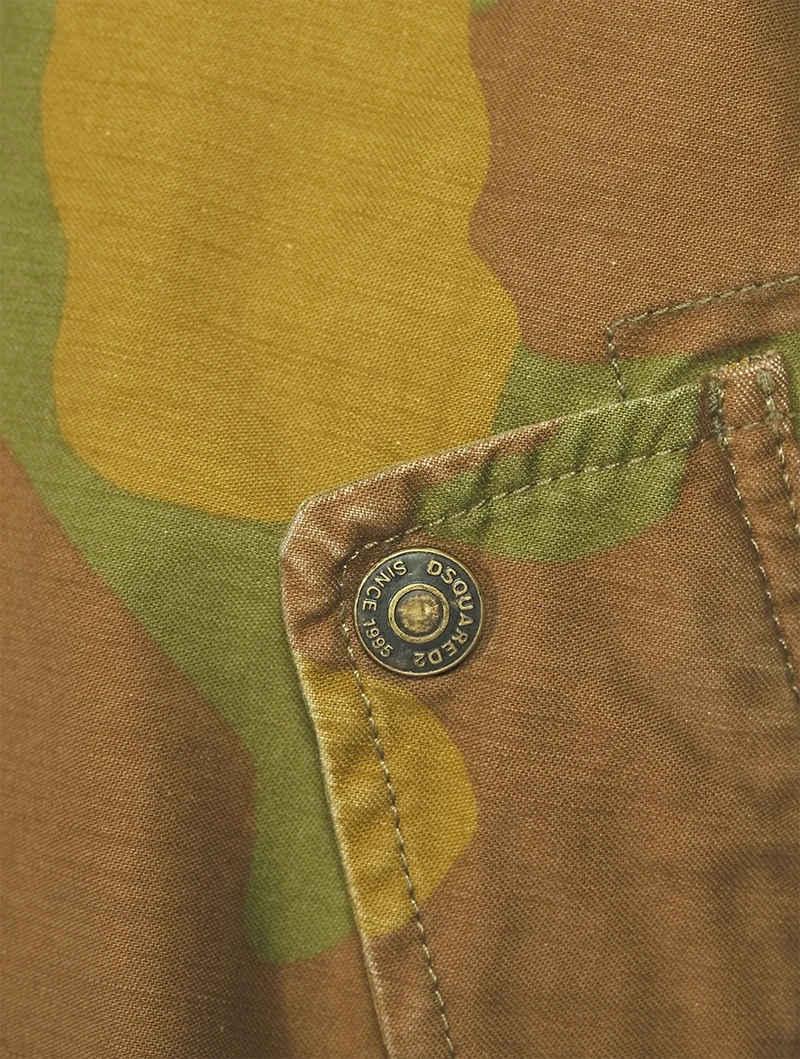 Hooded Parka Coat Camo Print