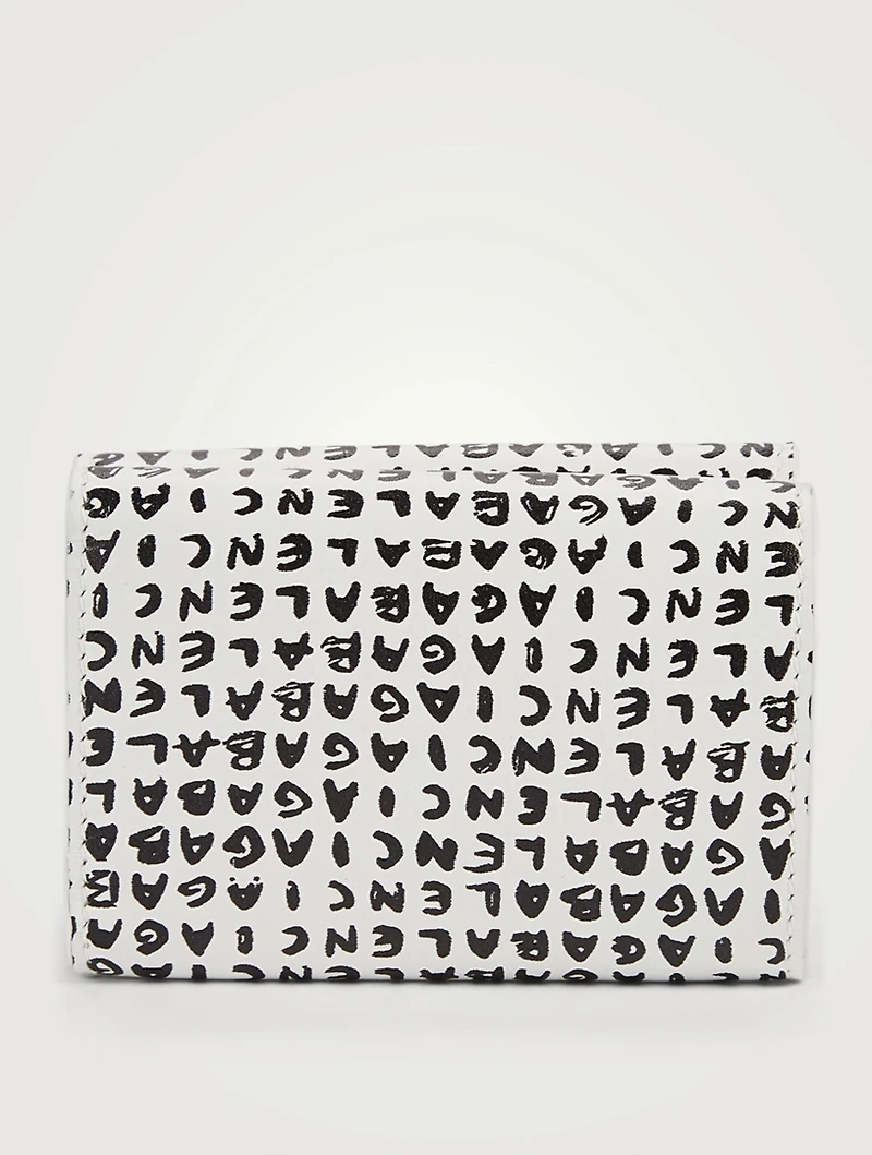 Leather Cash Mini Wallet In Logo Print