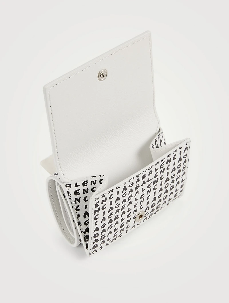 Leather Cash Mini Wallet In Logo Print