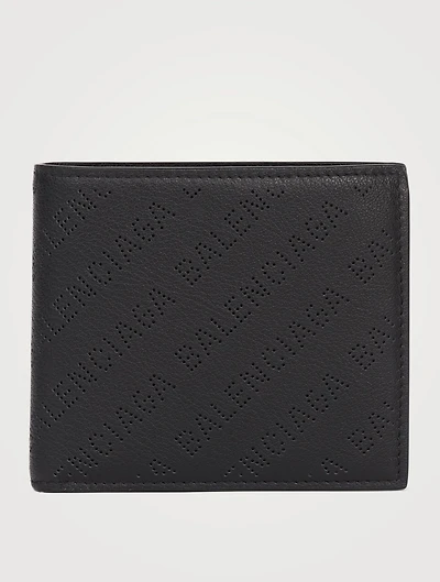 Leather Perforated Logo Bifold Wallet