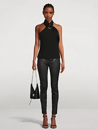Satin Tuxedo Halter Top