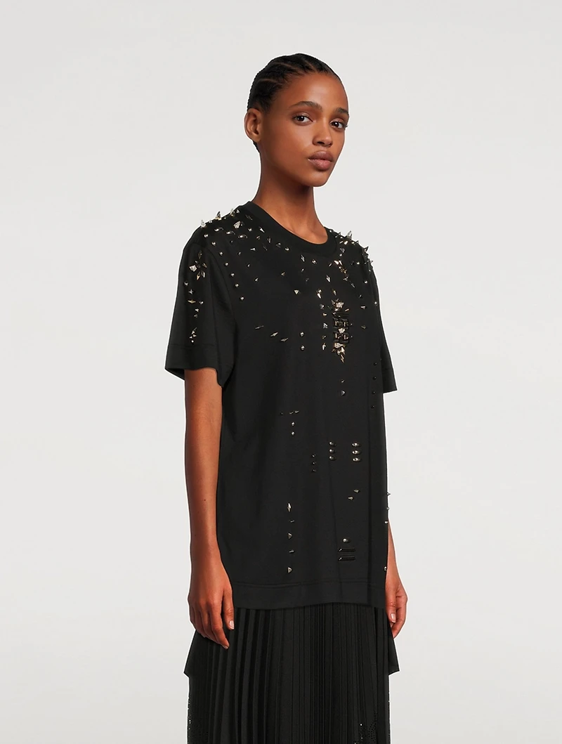 T-Shirt With Metallic Studs