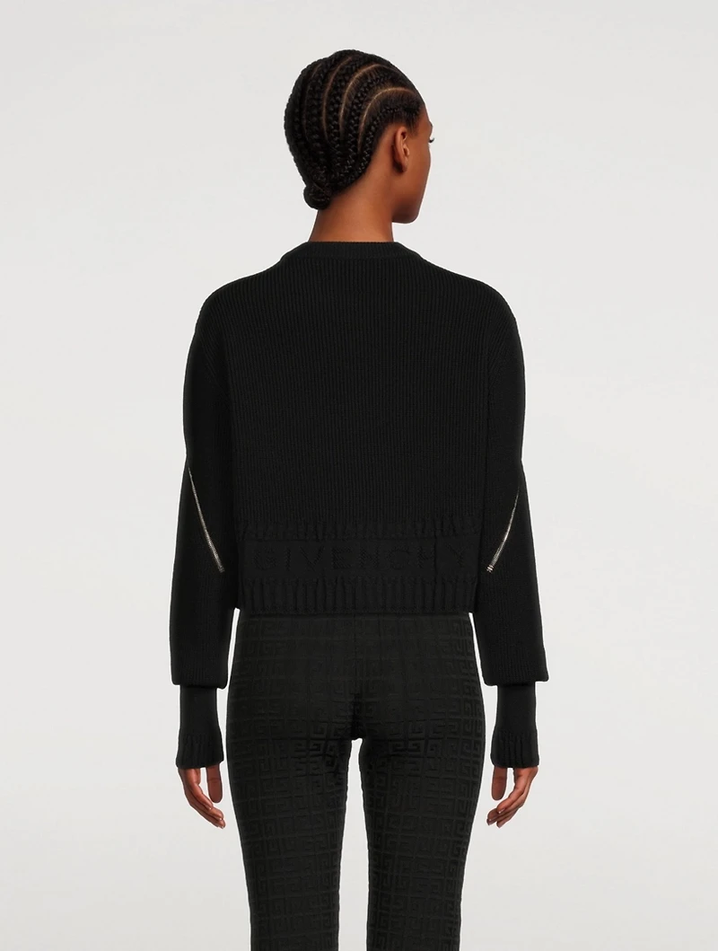 Cropped Sweater With Zippers