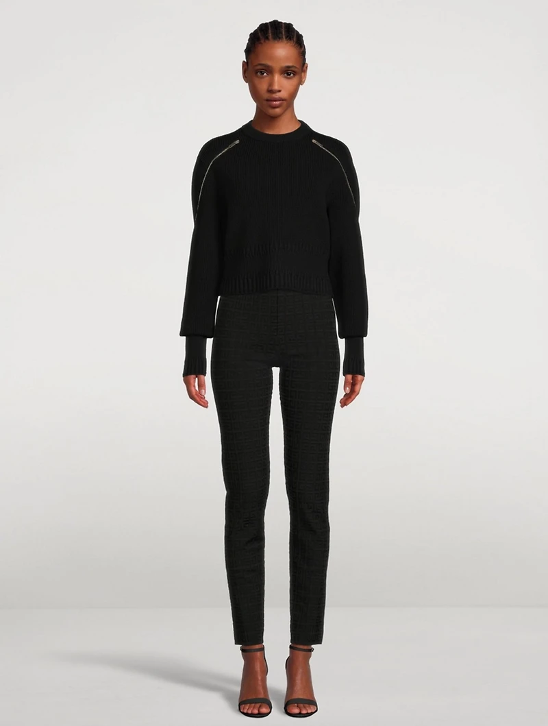 Cropped Sweater With Zippers