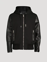 Leather And Jersey Hooded Jacket