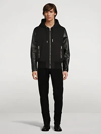 Leather And Jersey Hooded Jacket
