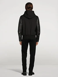 Leather And Jersey Hooded Jacket