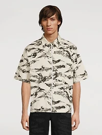 Boxy Shirt Gothic Logo Print