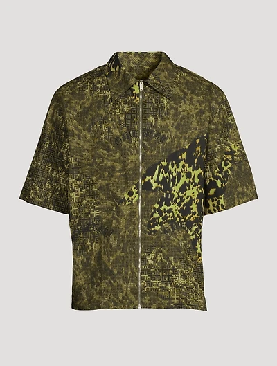4G Short-Sleeve Zip Shirt Animal Print