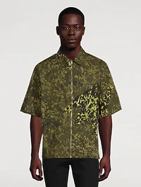 4G Short-Sleeve Zip Shirt Animal Print