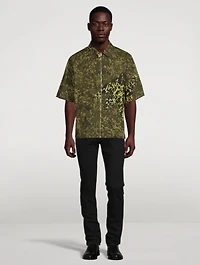 4G Short-Sleeve Zip Shirt Animal Print