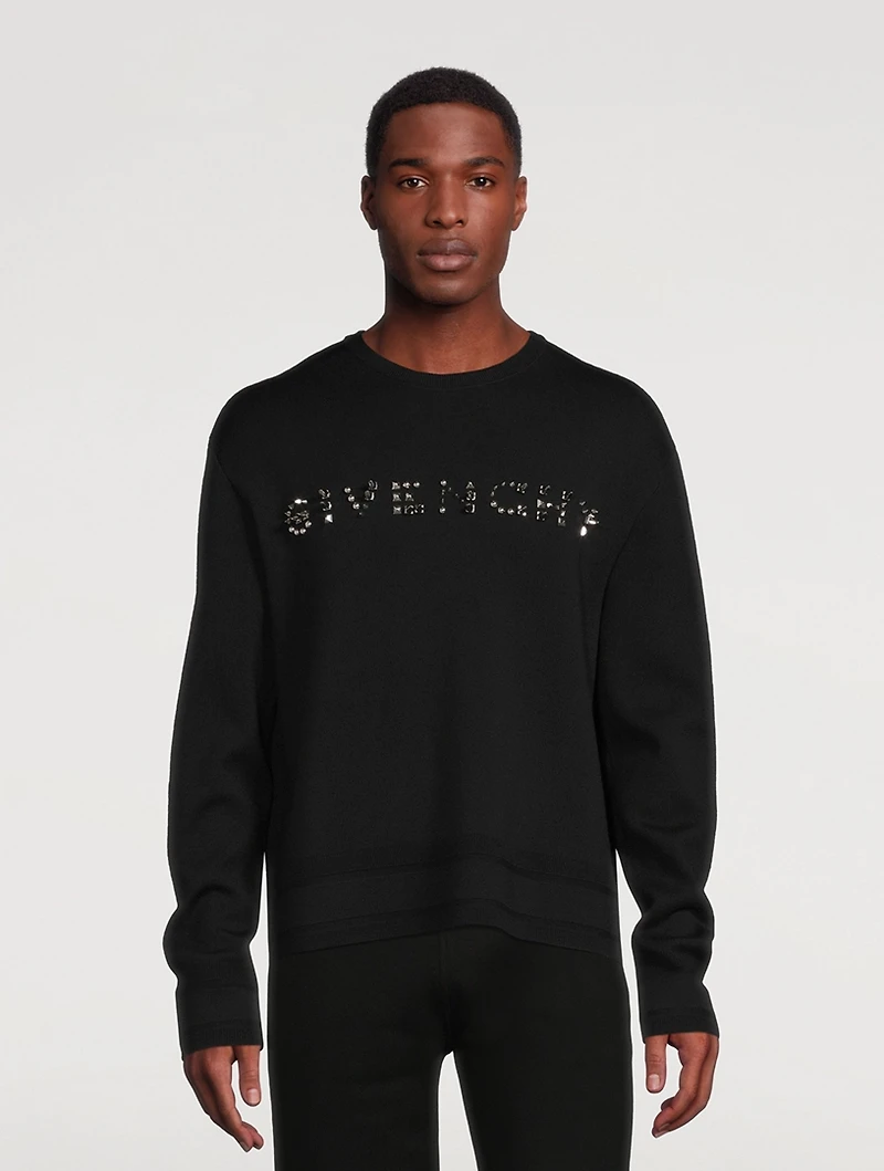 Wool Sweater With Studded Logo