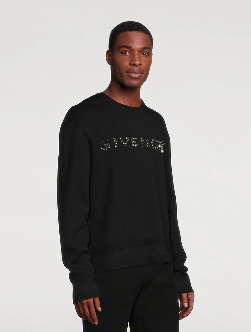 Wool Sweater With Studded Logo