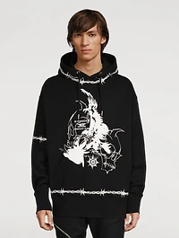 Oversized Hoodie With Gothic Logo
