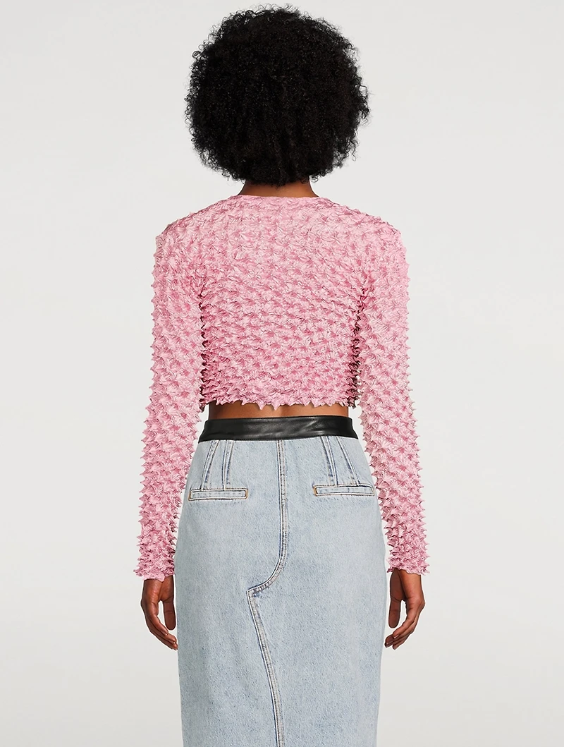 Shibori Satin Cropped Cardigan