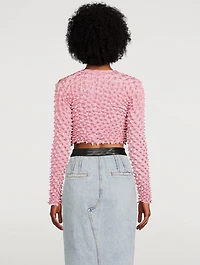 Shibori Satin Cropped Cardigan