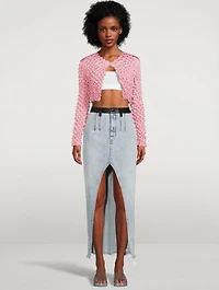 Shibori Satin Cropped Cardigan