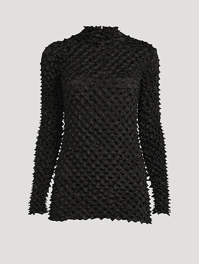 Shibori Satin Fitted Turtleneck
