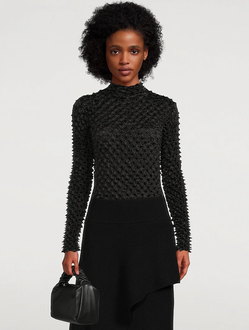 Shibori Satin Fitted Turtleneck
