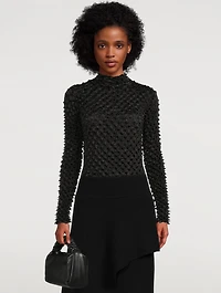Shibori Satin Fitted Turtleneck