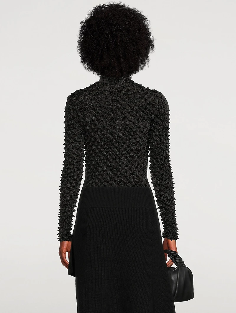 Shibori Satin Fitted Turtleneck