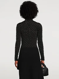 Shibori Satin Fitted Turtleneck