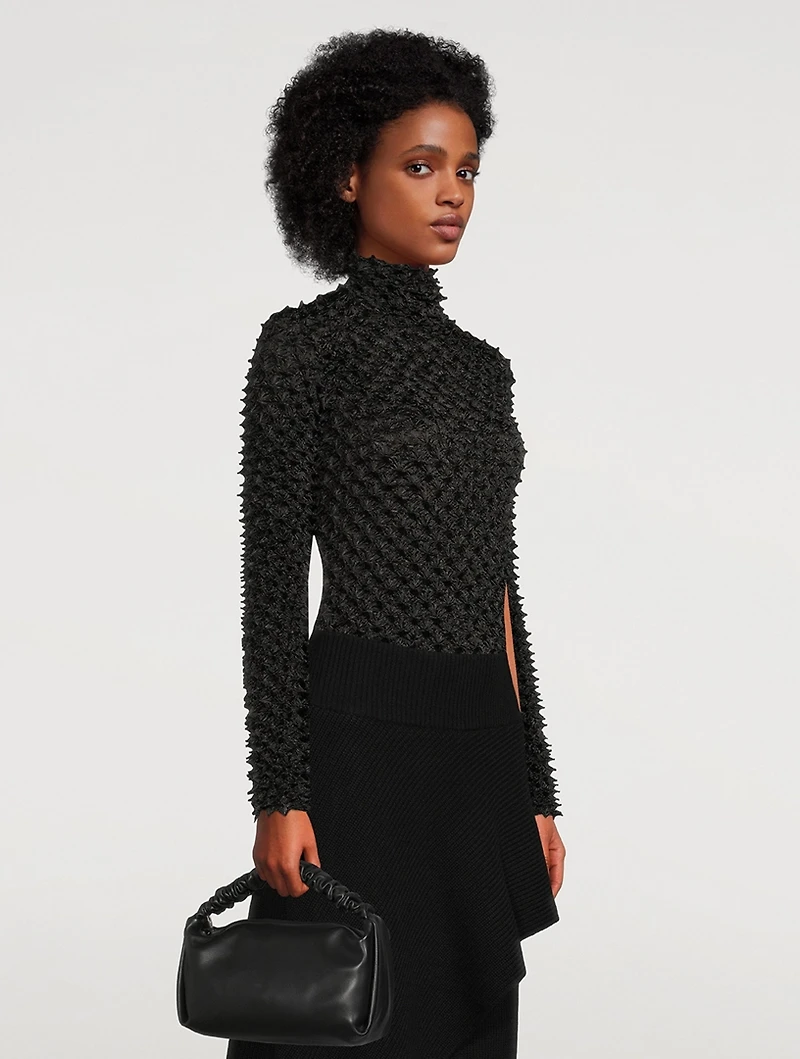 Shibori Satin Fitted Turtleneck