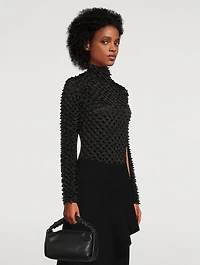 Shibori Satin Fitted Turtleneck