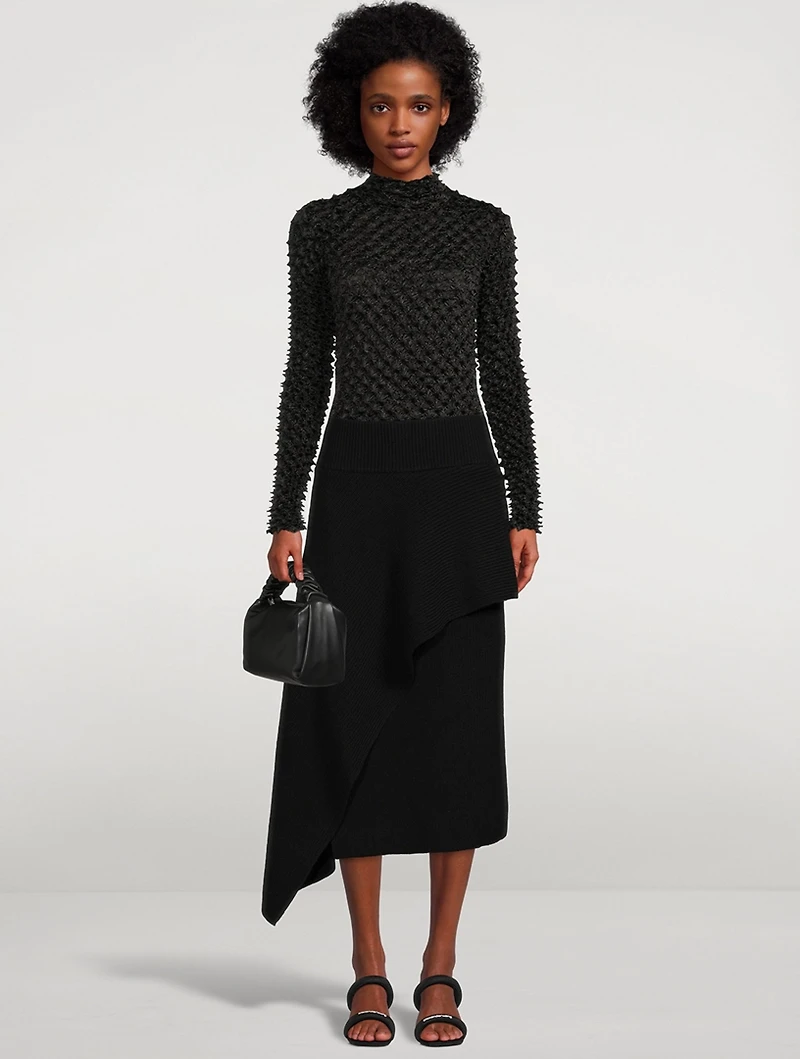 Shibori Satin Fitted Turtleneck