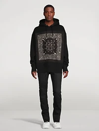 Cotton Bandana Hoodie With Crystals