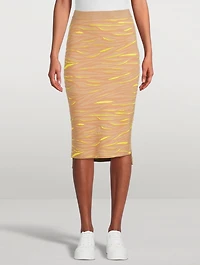 Wool Midi Skirt Animal Print