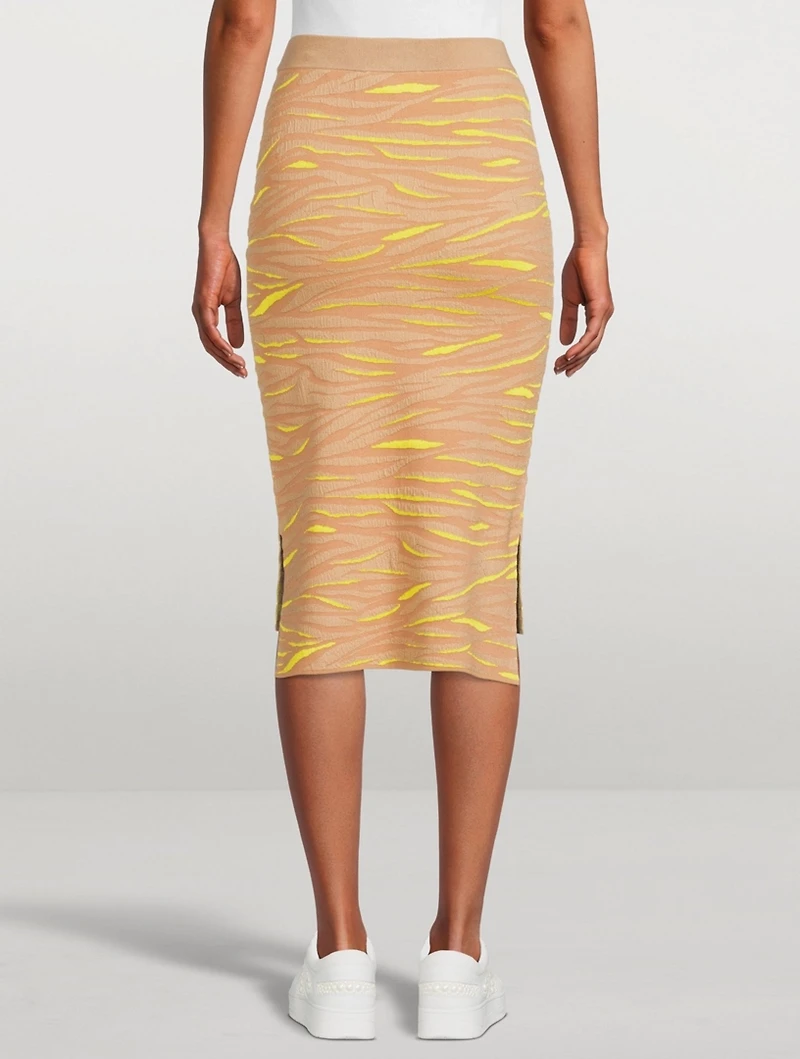 Wool Midi Skirt Animal Print