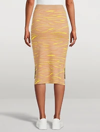 Wool Midi Skirt Animal Print