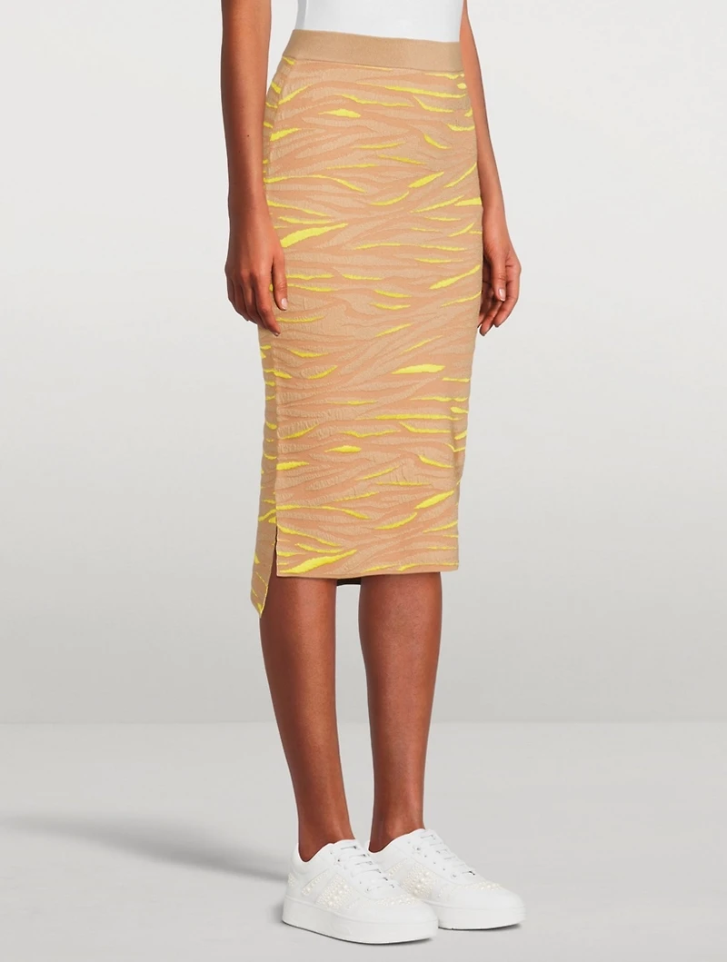 Wool Midi Skirt Animal Print