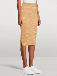 Wool Midi Skirt Animal Print