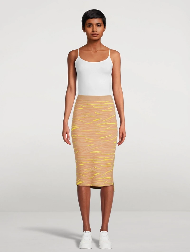 Wool Midi Skirt Animal Print