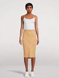 Wool Midi Skirt Animal Print