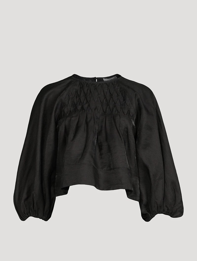 Margaux Linen-Blend Balloon-Sleeve Blouse
