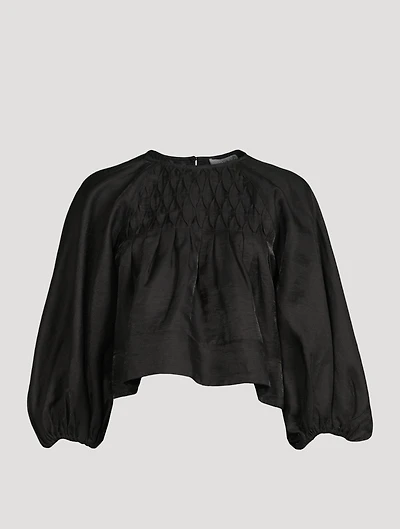 Margaux Linen-Blend Balloon-Sleeve Blouse