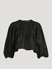 Margaux Linen-Blend Balloon-Sleeve Blouse